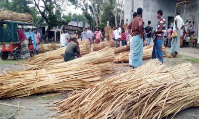 আষাঢ়ের আগমনে বরগুনায় জমে উঠেছে হোগল পাতার হাট