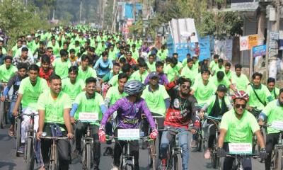 রাজবাড়ীতে মাদক, ইভটিজিং, বাল্যবিবাহ ও সন্ত্রাসবিরোধী বাইসাইকেল র‍্যালী